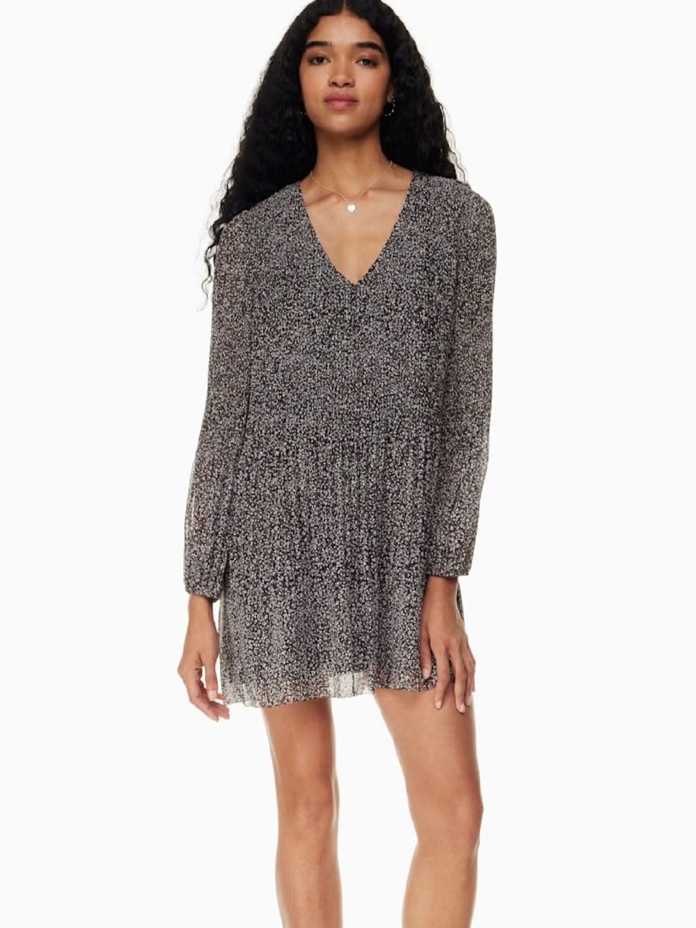 Wilfred Aritzia Black Floral Sheer Puff Sleeve Mini Dress S Romantic Baby Doll